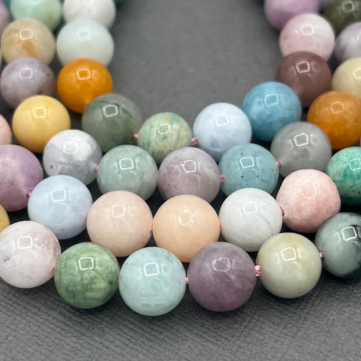 Natural 8mm Mixed Gemstone Beads (Angelite, Pink Opal, Myanamar Jade Strand of Beads