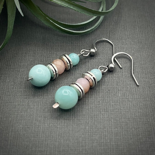 Seaside Amazonite Dainty Dangle Earrings